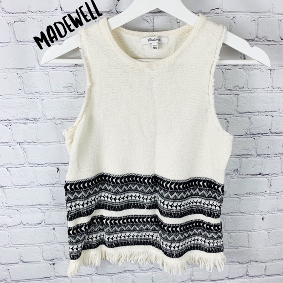 Madewell Tops - Madewell Black & White Tribal Design Sweater Tank